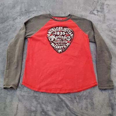 Lucky Brand X Martin Co. Men's M Medium Acoustic Guitars Red Gray Raglan Shirt • $24