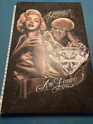 Marilyn Monroe Diamonds Are Forever Tattoo Skeleton On Wood Art Frame • $55