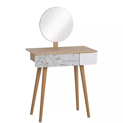  Wooden Nordic Dressing Table Brown/White  • £65.99