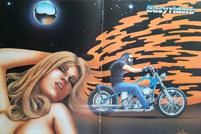 Vintage David Mann Motorcycle Poster Original Easy Rider Sexy Girl Hair Flames • $9.99