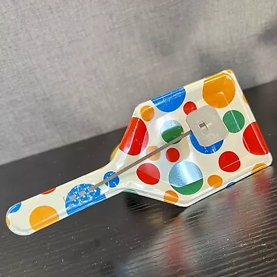 Vintage Toy  Tin Multi-Color Polka Dot Noise Maker Plate Paddle Style • $12