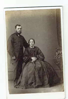 Victorian Cdv Photo Couple Man Standing Darlington Photographer • £3.50