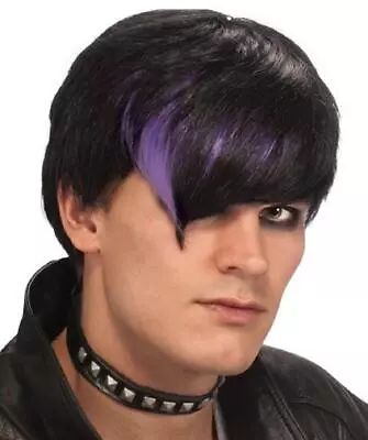 Goth Pop Wig Emo Rock Star Black Fancy Dress Halloween Adult Costume Accessory • $19.77