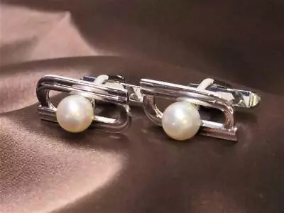 Mikimoto Pearl Cufflinks Silver #661 • $99.99