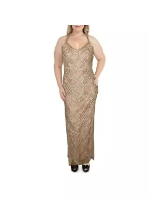 AIDAN MATTOX Womens Pink Open Back Spaghetti Strap Maxi Formal Gown Dress 14 • $67.99