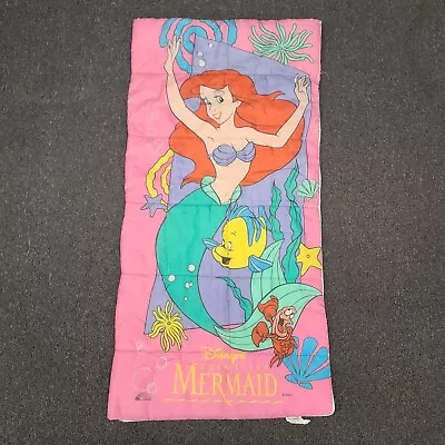 Vintage 90s Original Walt Disney Little Mermaid Sleeping Bag 55.5 X 28 • $89.99