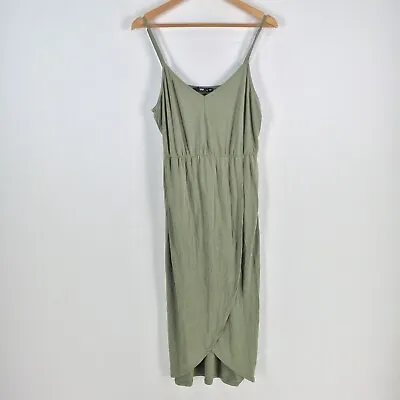 Sportsgirl Womens Slip Dress Size M Fit Flare Midi Khaki Green Sleeveless 072518 • $12.92