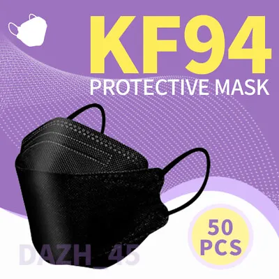 50PCS KF94 Black Face Mask Protective 4 Layer Adult Face Cover • $9.68