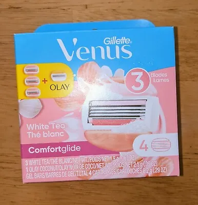 Gillette Venus Comfort-Glide Razor Refill Cartridges 4 Blade 3 White Tea 1 Olay • $18.99