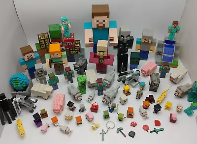 Huge Minecraft Lot Of 80+ Pieces Figures + Blocks + Animals & Accessories Bundle • $99.99