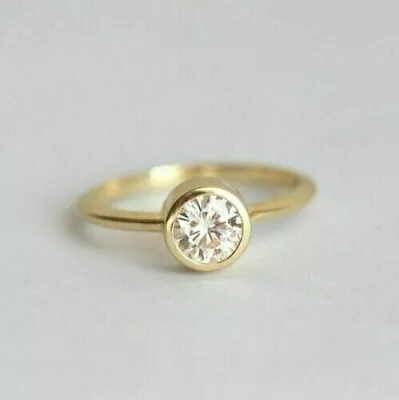 1Ct Round Lab Created Diamond Women's Wedding Bezel Ring 14K Yellow Gold Finish. • $58.64