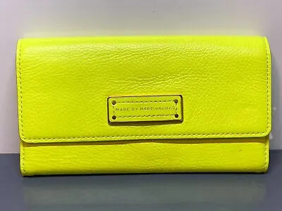 Marc By Marc Jacobs Neon Yellow Leather Clip Long Wallet • $100