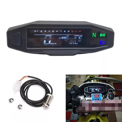 Scooter Motorcycle Dirt Bike LCD Digital Speedometer Odometer 199 Km/h 1200 Rpm • $75.04