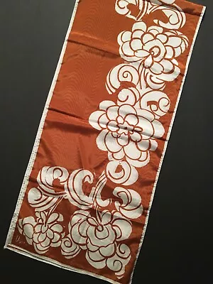  Vintage Vera Hand Rolled Rectangular SCARF Cinnamon / White *Large Floral Print • $14.95