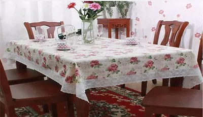 UK Stock New Wipe Clean Tablecloth Oilcloth Vinyl PVC With Lace 137cm X 183 Cm  • £9.44