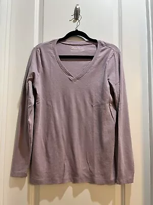 Eddie Bauer V Neck Long Sleeve Lavender T-shirt Sz XL Armpit To Armpit 20” • $19