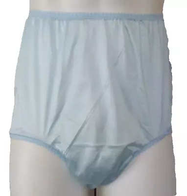 SEAMLESS Light Blue NYLON TRICOT PANTIES 40 DENIER Waistband Stretch 26-42   XL • $22.99