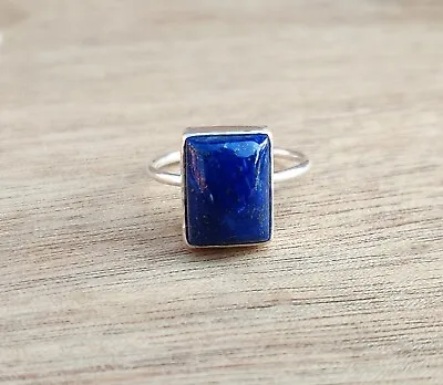 Lapis Lazuli Gemstone Simple Band Solid 925 Sterling Silver Ring All Size SR1087 • $11.23