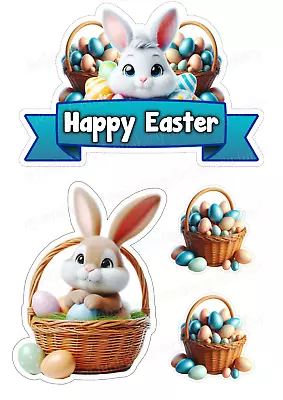 Easter Rabbit Cake Topper Party Decoration Edible Birthday Celebration Stand Up • £5.49