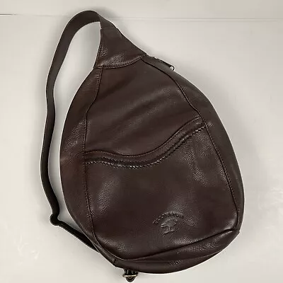 Ellington Brown Genuine Pebbled Leather Sling BackBag • $50.15