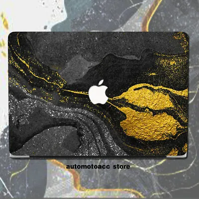 2in1 Black Gold Magma Marble Case For Macbook M3 Air 13 12 11 Pro 14 15 16 Inch • £7.19