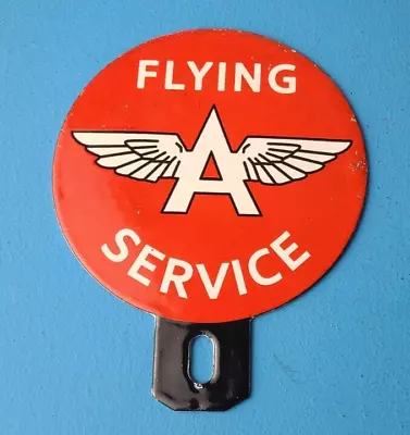 Vintage Flying A Gas Sign Topper - Porcelain License Plate Auto Topper • $137.37