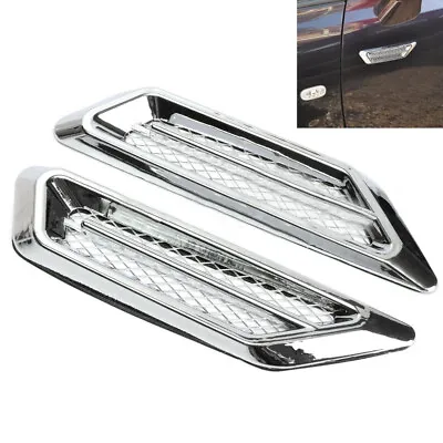 2x Universal Chrome Car Air Flow Fender Side Vent Sticker Decor Car Accessories • $15.22