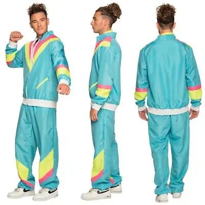 Boland Retro Dude Shell Suit 80s Men's Fancy Dress Costume - Neon Blue • £21.99