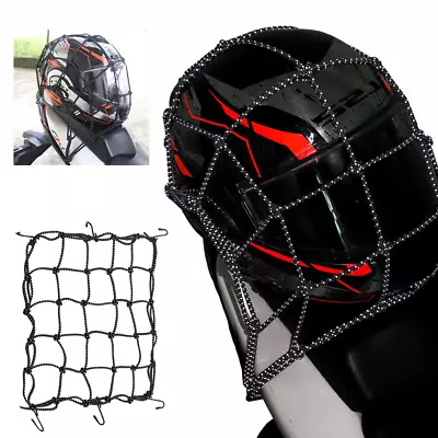 Cargo Net Motorcycle Helmet Mesh Luggage Tie Down Adjustable Bungee Cord Black • $10.38