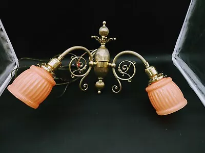 Antique Brass 2 Arm Electric Wall Sconce Fixture • $175
