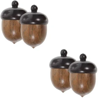  4 Pcs Acorn Ornament Craft Acorns Wooden Necklaces Women Child Gawu Box • $9.53