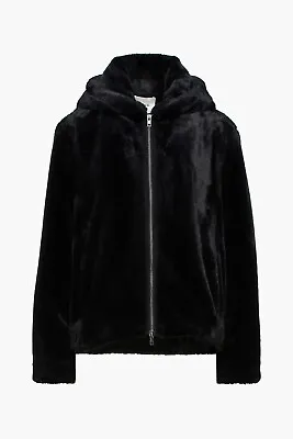 VINCE Black Teddy Faux Fur Jacket Hood Women Size Medium New Tag $495 • $276.61