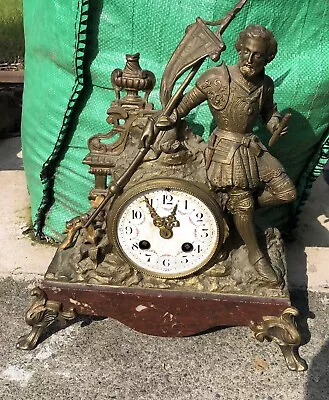 French Marble And Gilt Metal Antique Figural Clock • $191.14