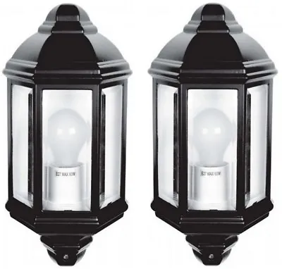 2x Exterior LED IP44 Lantern Half Surface Mounted Lamp Wall Porch Garden Light  • £39.95