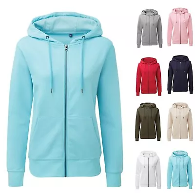 Womens Ladies Zip Up Hoodie Sweatshirt Organic Cotton Blend Hooded Sweat Jacket • £24.99