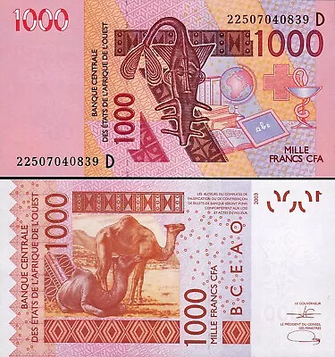 W.A.S MALI 1000 Francs 2022 UNC P-New (415) • $5.51