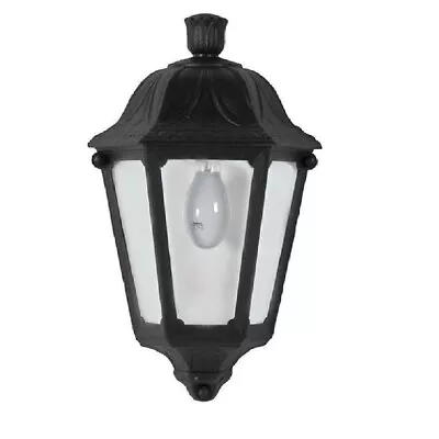 Black Outdoor Vintage Flush Half Lantern Wall Light Coastal IP55 • £18.99