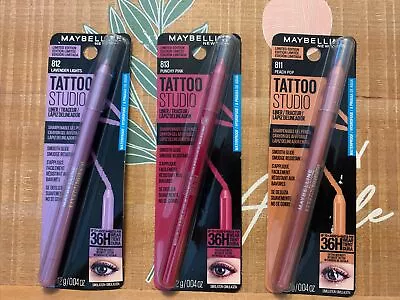 Lot Of 3 Maybelline Tattoo Studio Limited Ed Waterproof Liner Peach Lavender Pin • $19