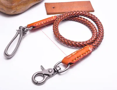 24  Men Handmade Quality Leather Braided Motocycle Trucker Jeans Wallet Chain • $11.39