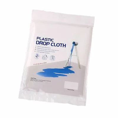 $7.29 • Buy 12' X 9' FT All  Purpose Clear Plastic Drop Cloth .28 Mil 108 SQ. FT