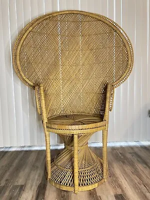 Vintage Wicker Peacock Chair • $695