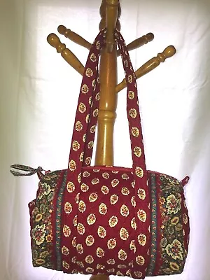 Vera Bradley Classic Duffel Handbag Red Leaf Retired Rare Excellent • $39.99