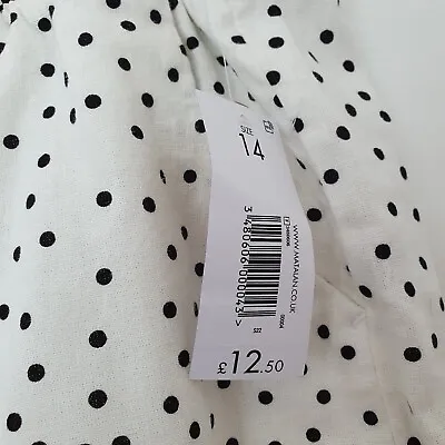 £6 • Buy Papaya / Matalan New UK 14 White Black Polka Dot Linen Skirt Summer Holiday