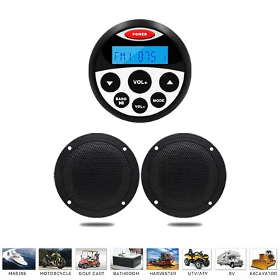 £69.99 • Buy Marine Stereo Waterproof Radio Bluetooth Receiver + Boat Speakers For ATV UTV RV