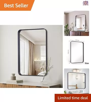 Premium Sleek Black Bathroom Mirror - High-Definition Reflection - 22 X30  • $78.82