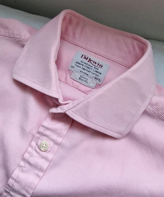 £6.99 • Buy T.M. LEWIN  Pink Long Sleeve Cotton Dble Cuff Shirt 17  Collar Slim Fit LARGE