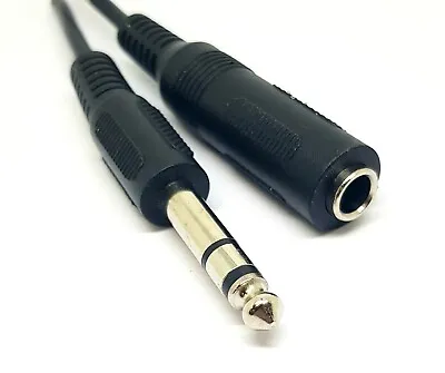 5m 6.35mm STEREO HEADPHONE EXTENSION CABLE 1/4  JACK PLUG MALE TO FEMALE SOCKET • £4.19