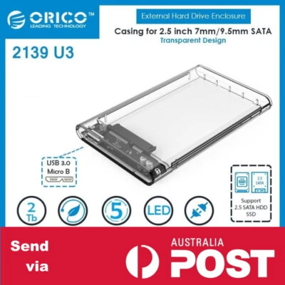 Orico 2139U3 USB 3.0 2.5 SATA SSD Hard Disk Drive Enclosure Case Brand New • $15