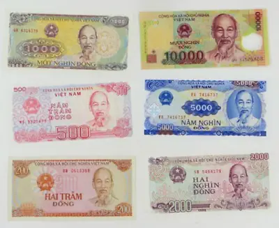 6Pcs Vietnam 200 500 1000 2000 5000 10000 DOLLARS BANKNOTE CURRENCY VND Dong UNC • $1.99