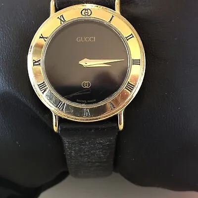 VINTAGE Gucci 3000L Women's 25mm Gold Dial 18KGP Swiss Quartz Watch NEW BATTERY • $85